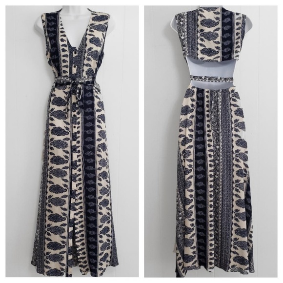 EARTHBOUND Dresses & Skirts - EARTHBOUND Cutout Open Back Button Up Maxi Dress